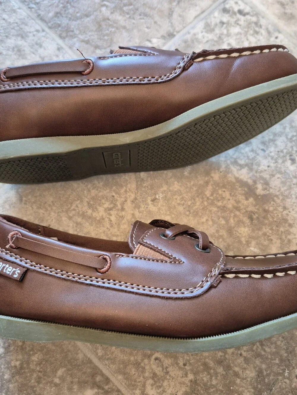 Carter's Boys Kids Brown Leather Boat Shoes Size 1M Eur 32
